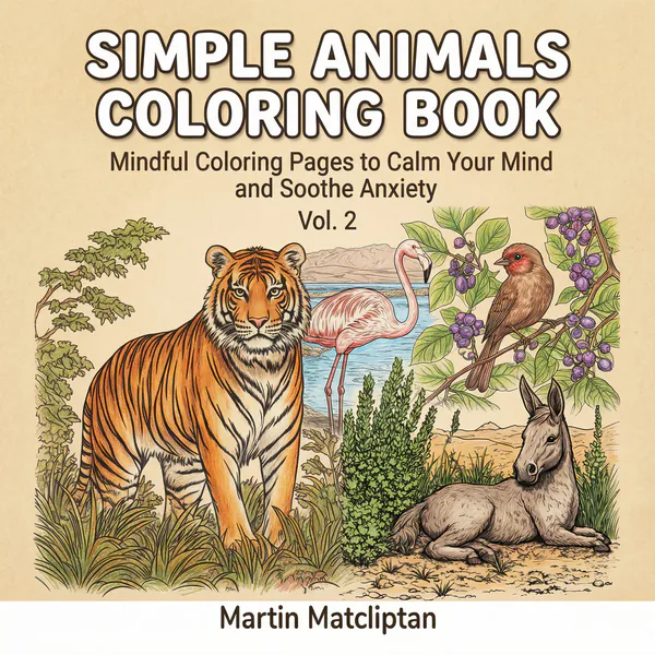 Cover of Simple Animals Coloring Book Vol. 2.