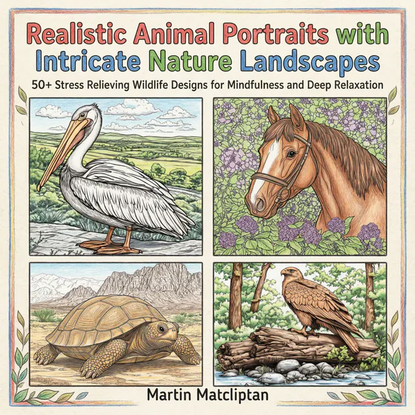 Cover of Realistic Animal Portraits Coloring Book.