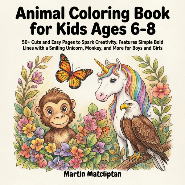Cover of Animal Coloring Book for Kids Ages 6–8.
