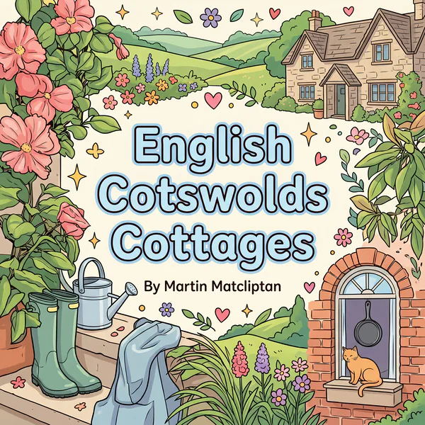Cover of English Cotswolds Cottages Coloring Book.
