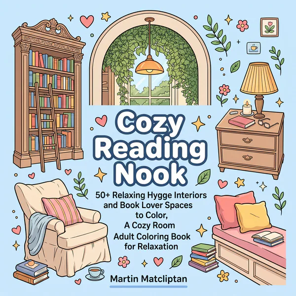 Cover of Cozy Reading Nook Coloring Book.